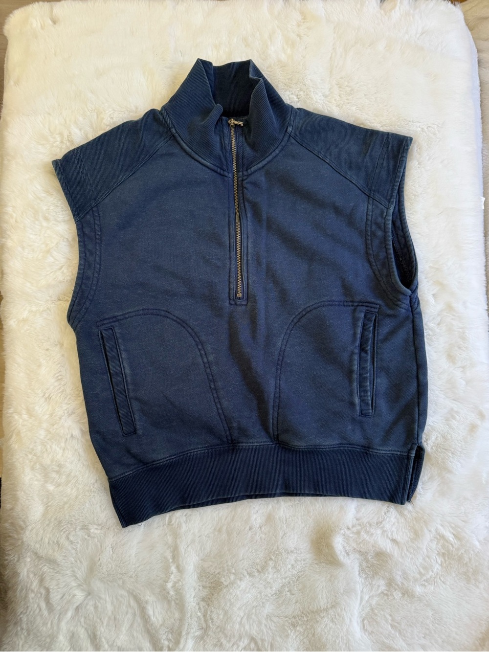 Daily Practice by Anthropologie Navy Half-Zip Lounge Top XXS